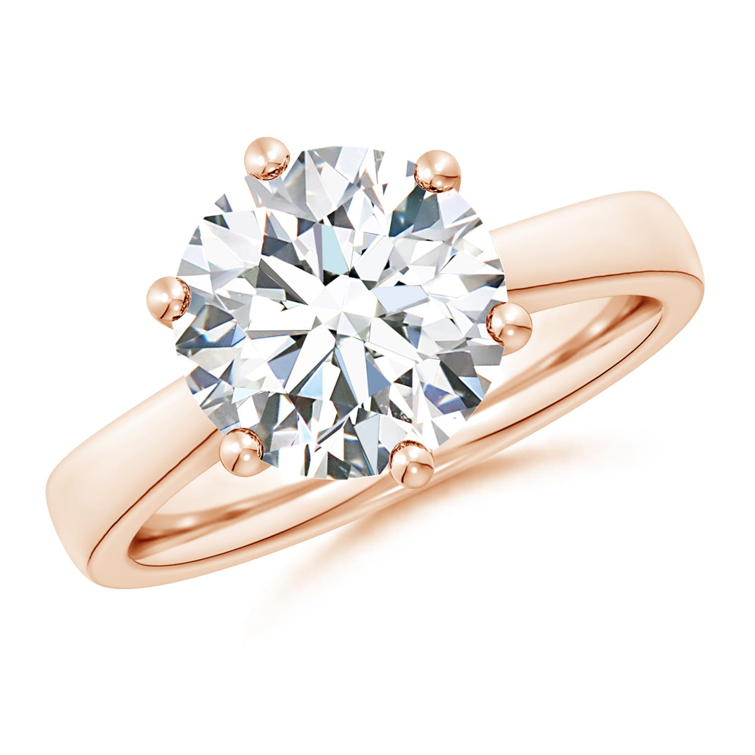 10.1mm FGVS Lab-Grown Round Diamond Reverse Tapered Shank Cathedral Engagement Ring in Rose Gold