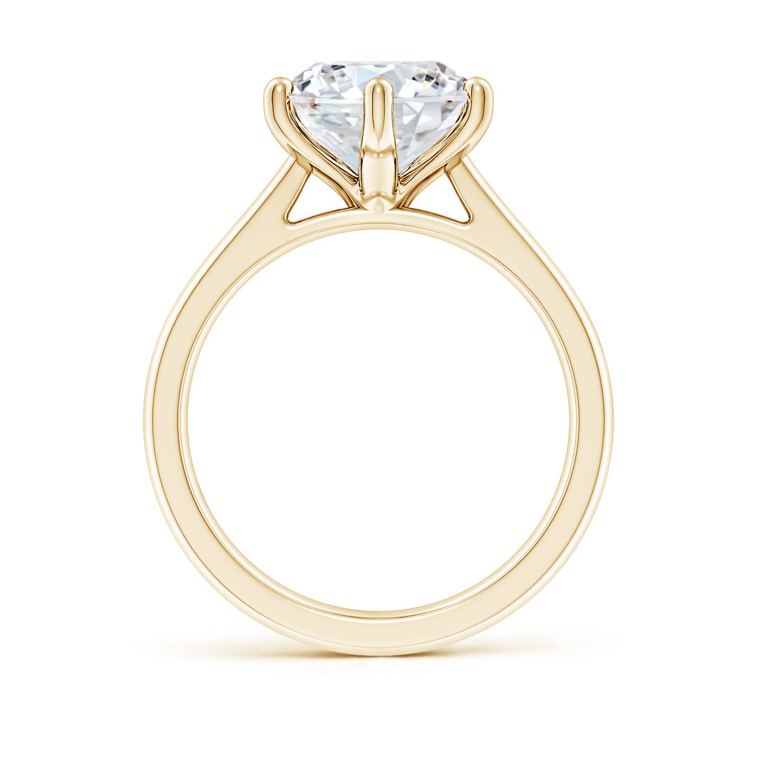 10.1mm FGVS Lab-Grown Round Diamond Reverse Tapered Shank Cathedral Engagement Ring in Yellow Gold