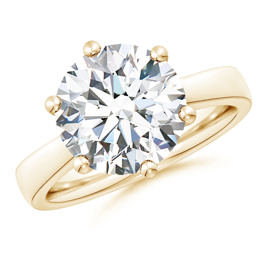11.1mm FGVS Lab-Grown Round Diamond Reverse Tapered Shank Cathedral Engagement Ring in Yellow Gold 