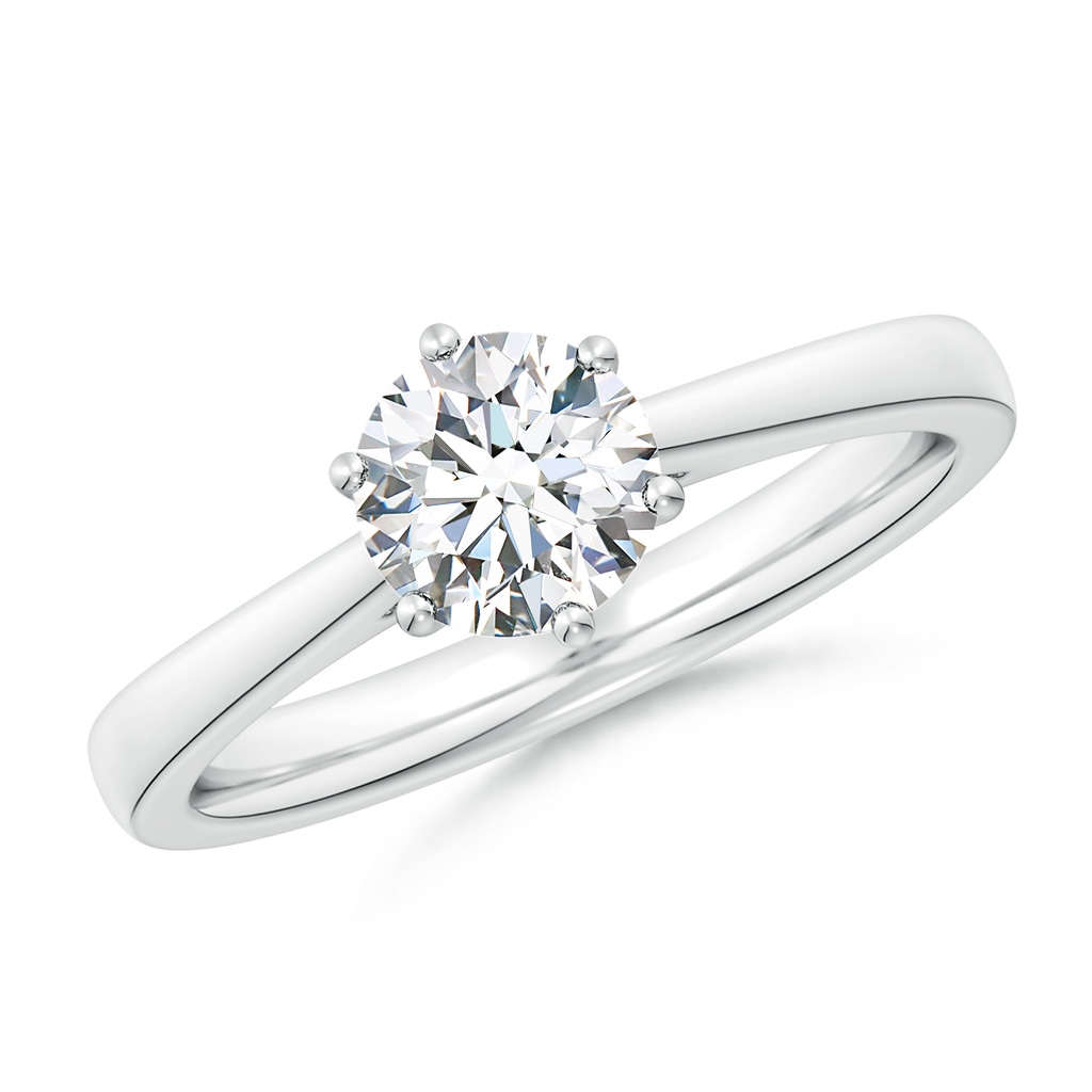 6.4mm FGVS Lab-Grown Round Diamond Reverse Tapered Shank Cathedral Engagement Ring in 18K White Gold