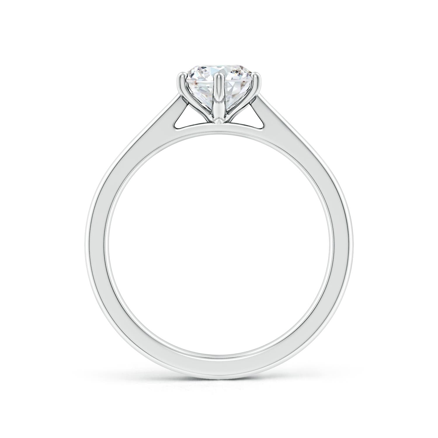6.4mm FGVS Lab-Grown Round Diamond Reverse Tapered Shank Cathedral Engagement Ring in 18K White Gold