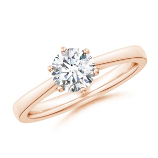 6.4mm FGVS Lab-Grown Round Diamond Reverse Tapered Shank Cathedral Engagement Ring in Rose Gold