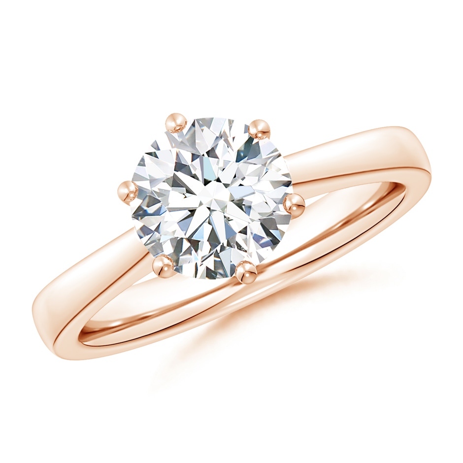 8mm FGVS Lab-Grown Round Diamond Reverse Tapered Shank Cathedral Engagement Ring in Rose Gold 