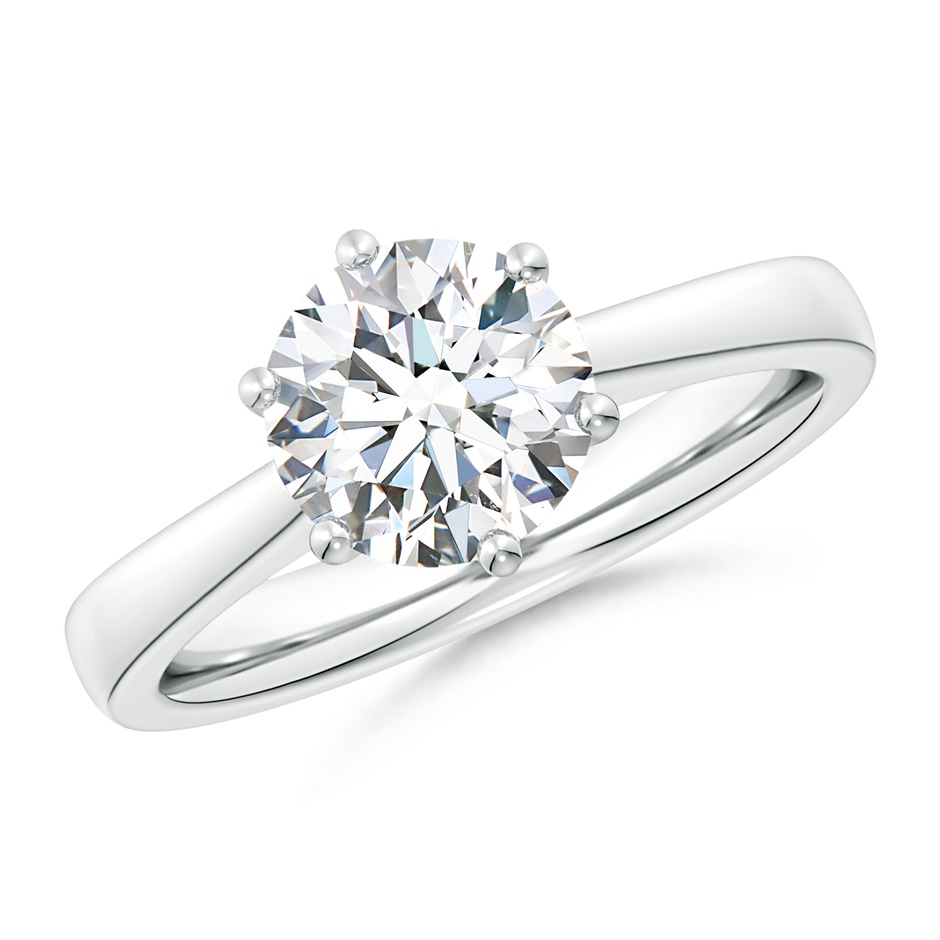 8mm FGVS Lab-Grown Round Diamond Reverse Tapered Shank Cathedral Engagement Ring in White Gold 
