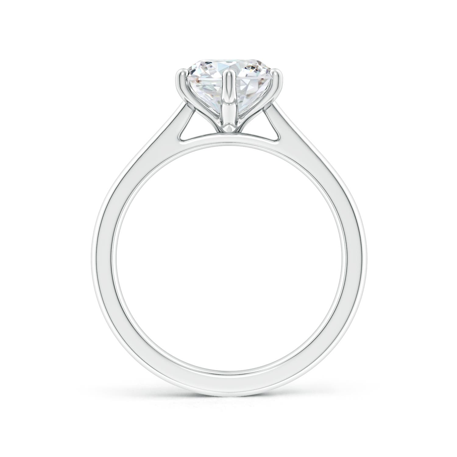 8mm FGVS Lab-Grown Round Diamond Reverse Tapered Shank Cathedral Engagement Ring in White Gold