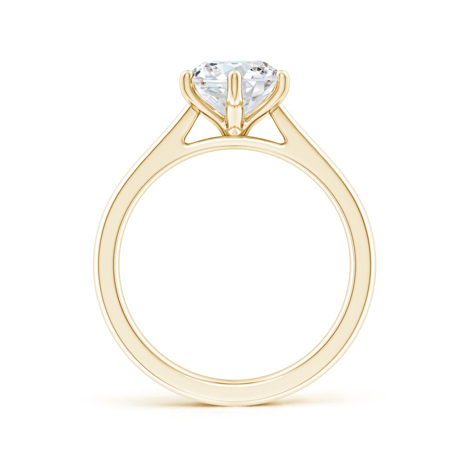 8mm FGVS Lab-Grown Round Diamond Reverse Tapered Shank Cathedral Engagement Ring in Yellow Gold - side 3