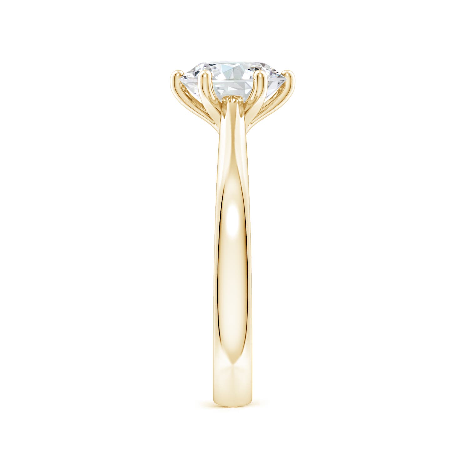 8mm FGVS Lab-Grown Round Diamond Reverse Tapered Shank Cathedral Engagement Ring in Yellow Gold - side 4