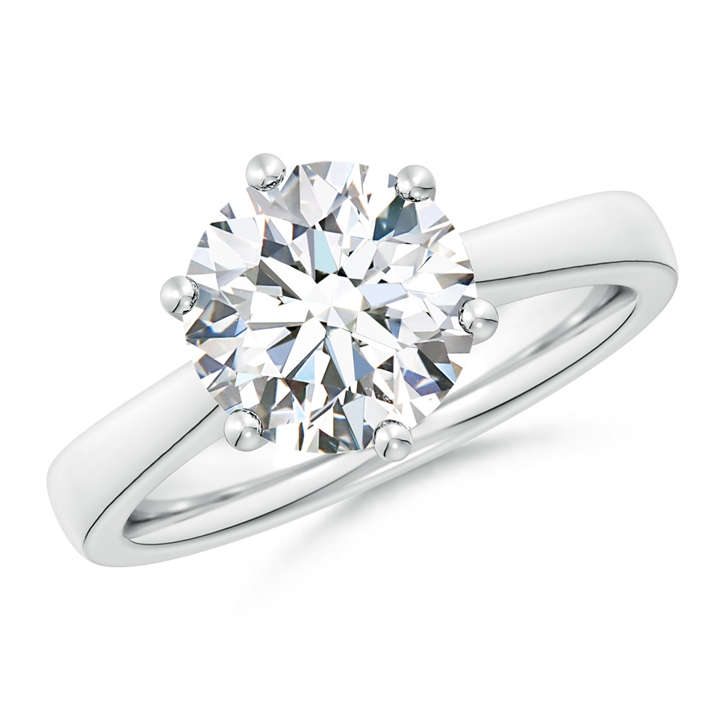 9.2mm FGVS Lab-Grown Round Diamond Reverse Tapered Shank Cathedral Engagement Ring in White Gold