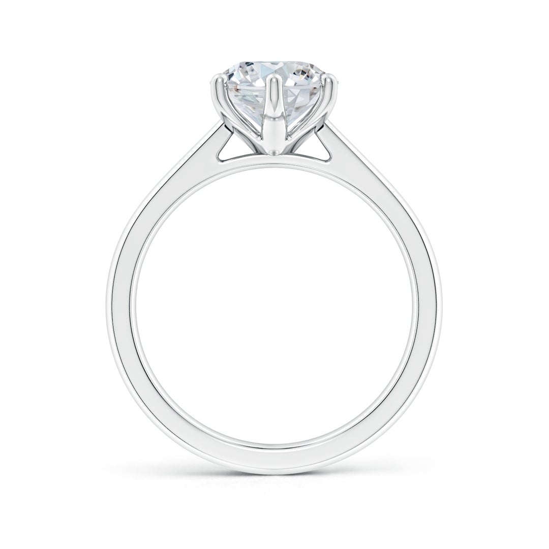 11.5x9mm FGVS Six Prong-Set Oval Lab-Grown Diamond Reverse Tapered Shank Cathedral Engagement Ring in White Gold - side 3