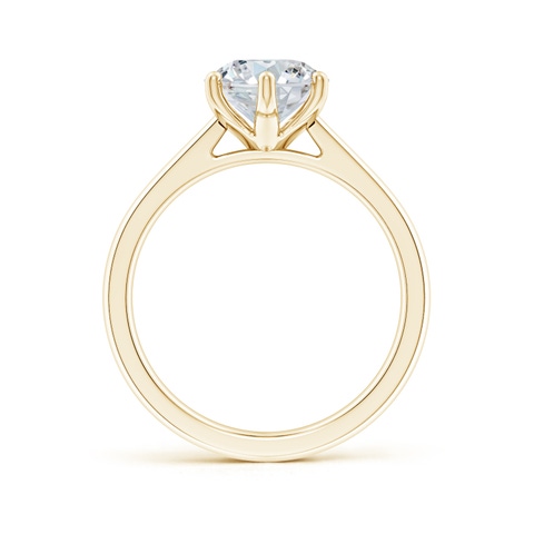11.5x9mm FGVS Six Prong-Set Oval Lab-Grown Diamond Reverse Tapered Shank Cathedral Engagement Ring in Yellow Gold