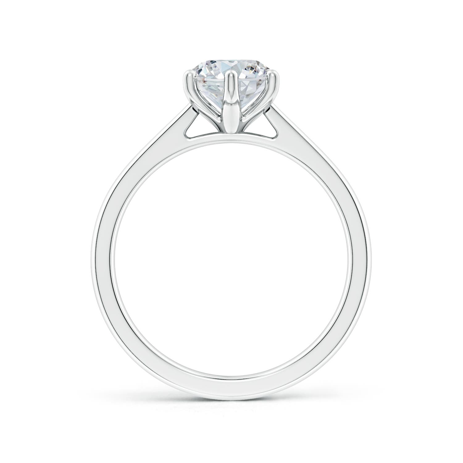 12x8mm FGVS Six Prong-Set Oval Lab-Grown Diamond Reverse Tapered Shank Cathedral Engagement Ring in White Gold