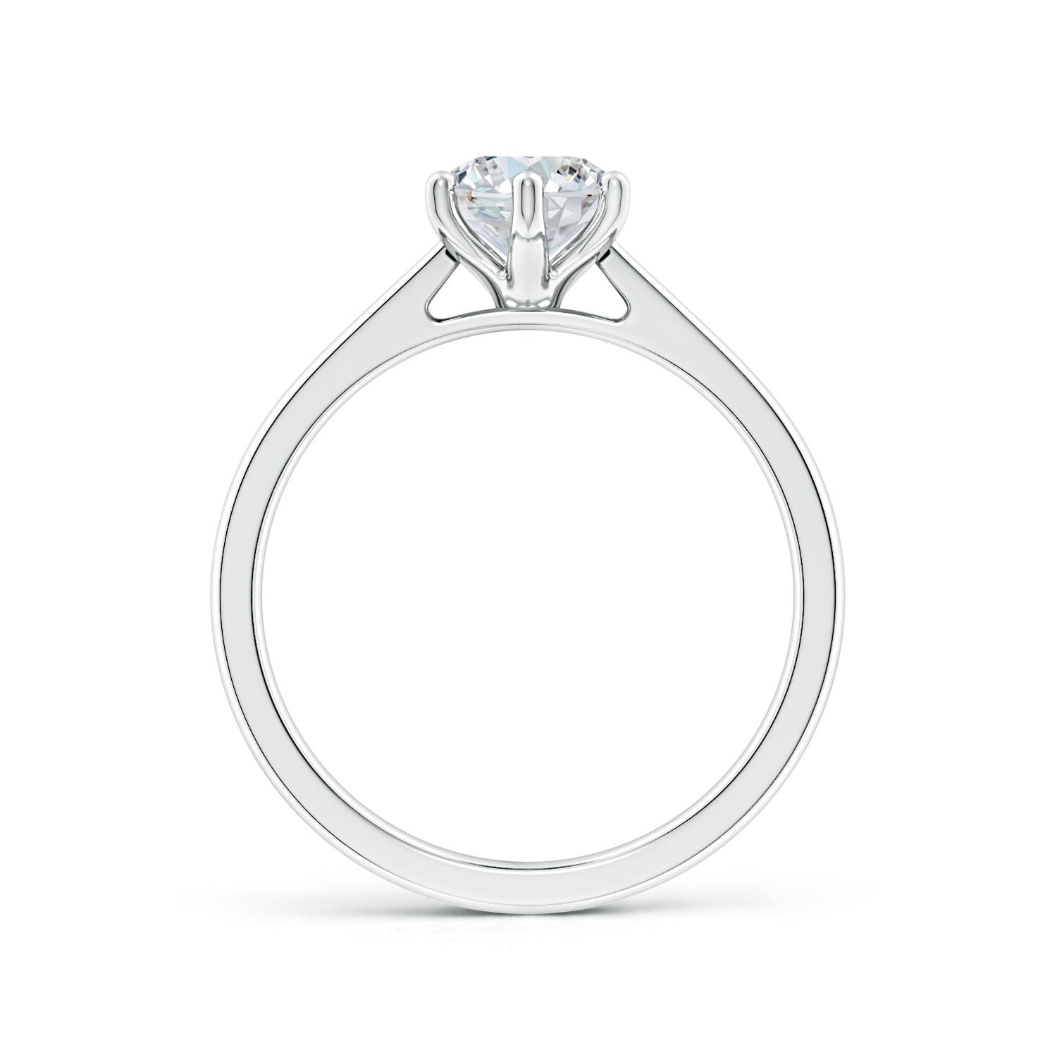 9.5x7mm FGVS Six Prong-Set Oval Lab-Grown Diamond Reverse Tapered Shank Cathedral Engagement Ring in White Gold