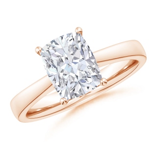 11x8.5mm FGVS Lab-Grown Cushion Rectangular Diamond Reverse Tapered Shank Cathedral Engagement Ring in 10K Rose Gold