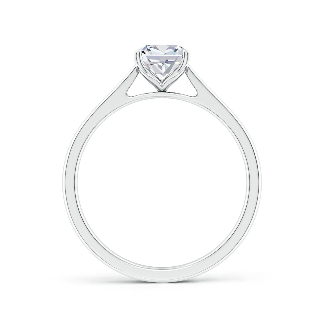 7x5mm FGVS Lab-Grown Cushion Rectangular Diamond Reverse Tapered Shank Cathedral Engagement Ring in 18K White Gold - side 3