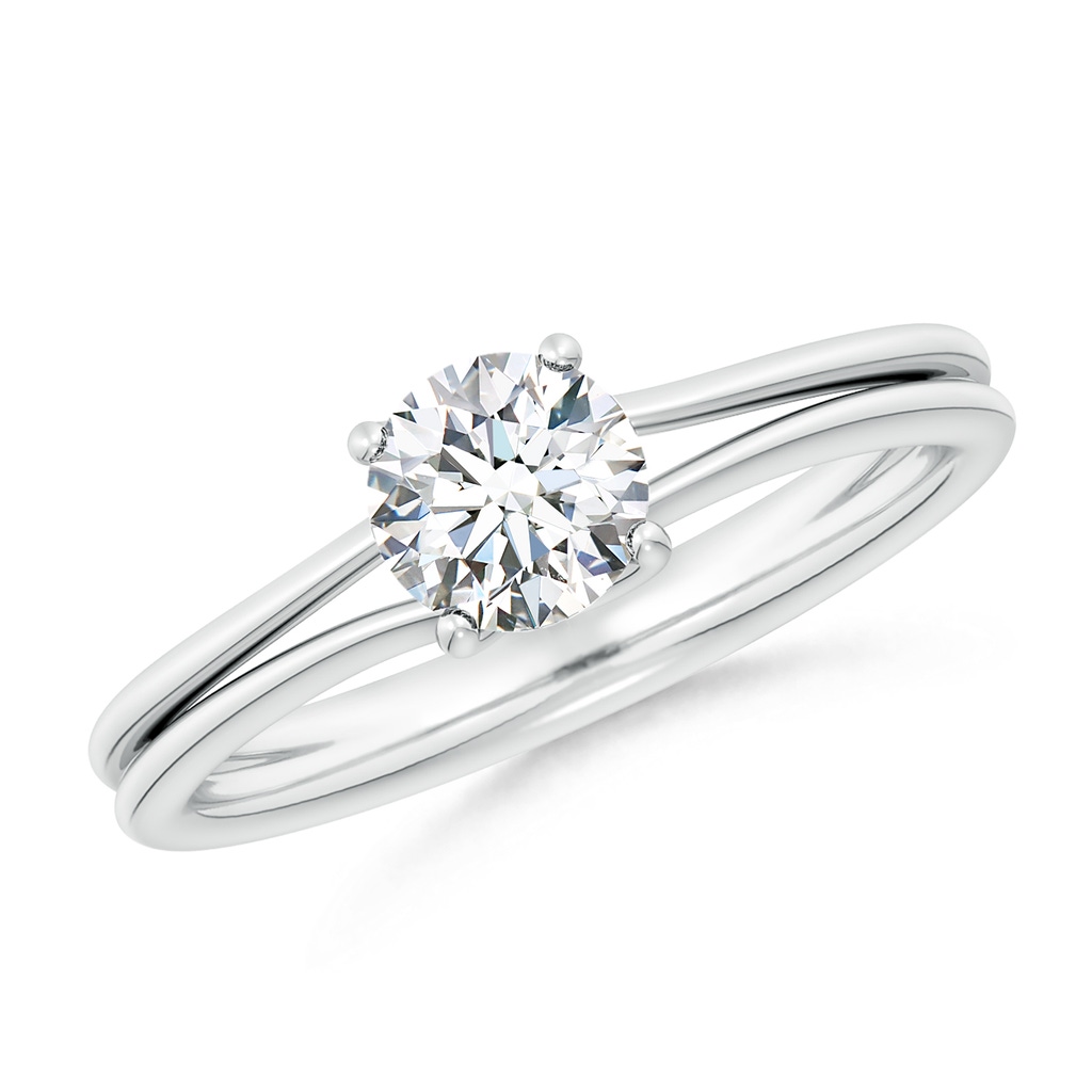 6.4mm FGVS Lab-Grown Round Diamond Double Shank Solitaire Engagement Ring in 18K White Gold