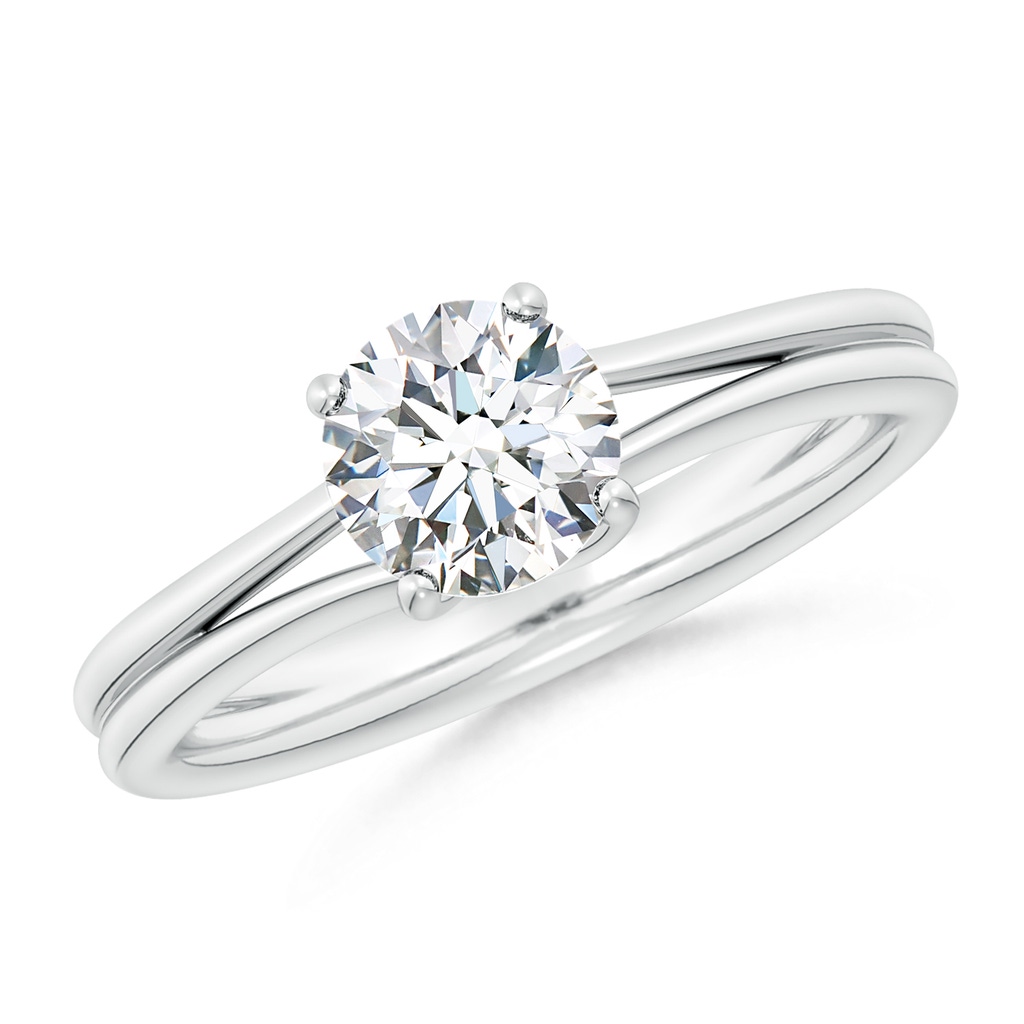 8mm FGVS Lab-Grown Round Diamond Double Shank Solitaire Engagement Ring in White Gold