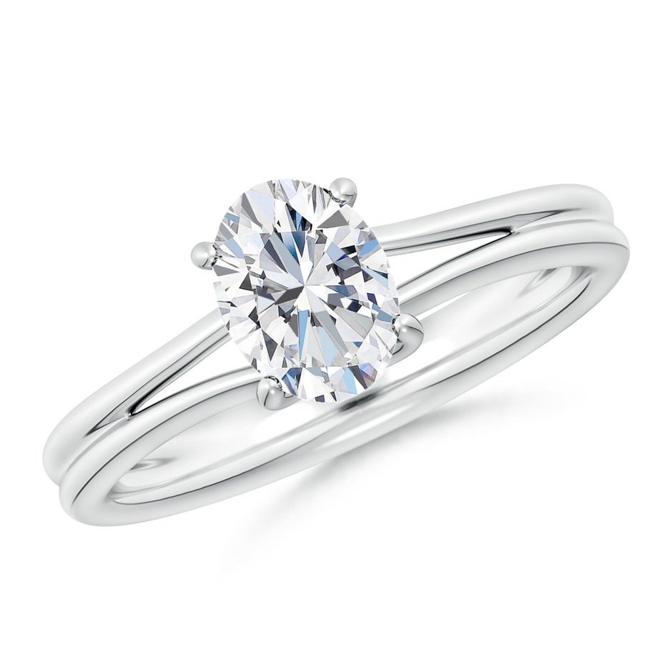 12x8mm FGVS Lab-Grown Oval Diamond Double Shank Solitaire Engagement Ring in White Gold 