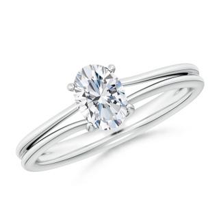 7.7x5.7mm FGVS Lab-Grown Oval Diamond Double Shank Solitaire Engagement Ring in P950 Platinum