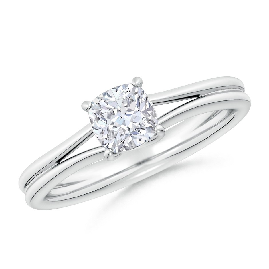 7.1mm FGVS Lab-Grown Cushion Diamond Double Shank Solitaire Engagement Ring in White Gold 