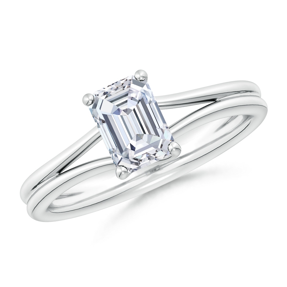 10x7.5mm FGVS Lab-Grown Emerald-Cut Diamond Double Shank Solitaire Engagement Ring in White Gold 