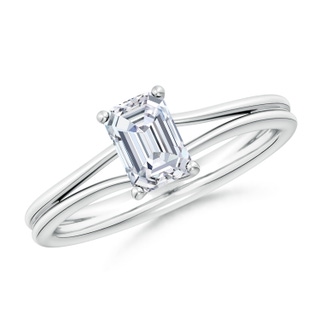 6.5x5mm FGVS Lab-Grown Emerald-Cut Diamond Double Shank Solitaire Engagement Ring in White Gold
