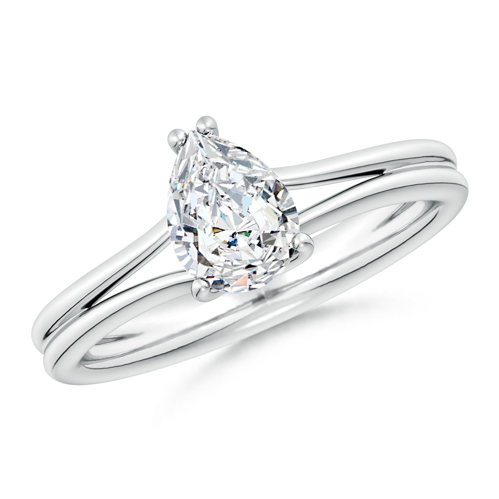 9x7mm FGVS Lab-Grown Pear Diamond Double Shank Solitaire Engagement Ring in White Gold