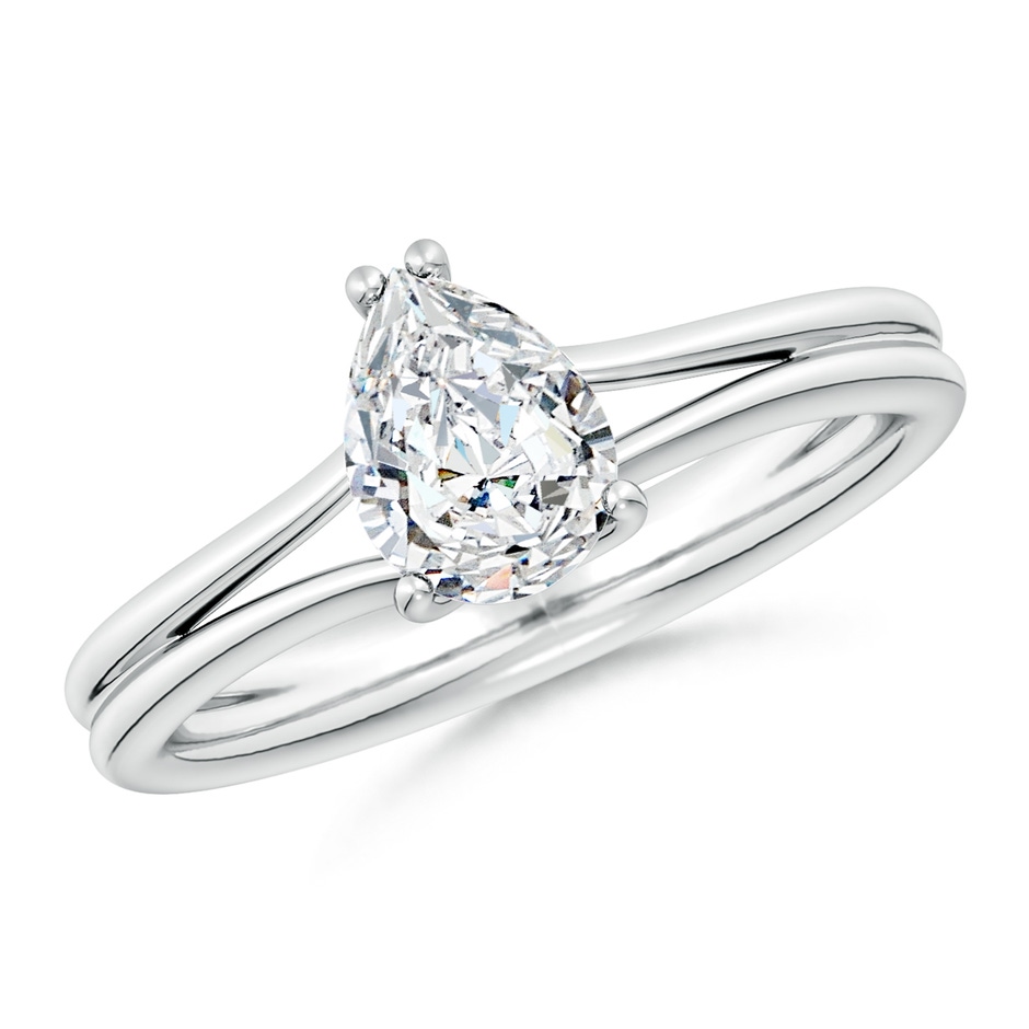 9x7mm FGVS Lab-Grown Pear Diamond Double Shank Solitaire Engagement Ring in White Gold 