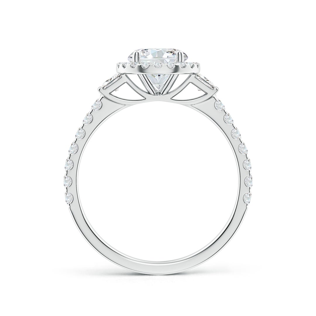 6.5mm FGVS Lab-Grown Round Diamond Side Stone Halo Engagement Ring in 18K White Gold - side 2