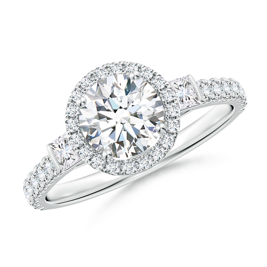 6.5mm FGVS Lab-Grown Round Diamond Side Stone Halo Engagement Ring in P950 Platinum 