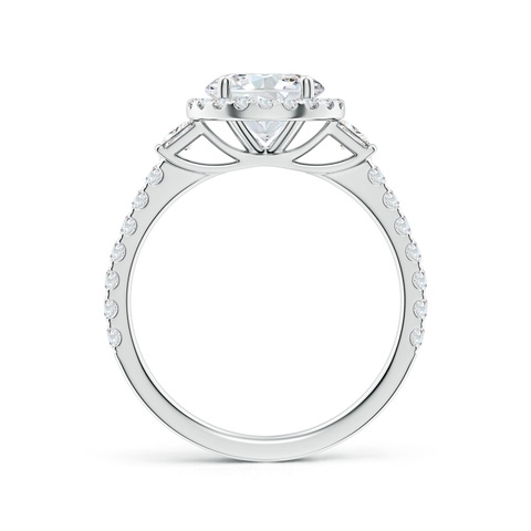 7.4mm FGVS Lab-Grown Round Diamond Side Stone Halo Engagement Ring in White Gold