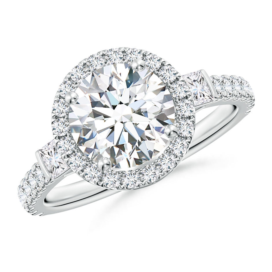 8mm FGVS Lab-Grown Round Diamond Side Stone Halo Engagement Ring in P950 Platinum 