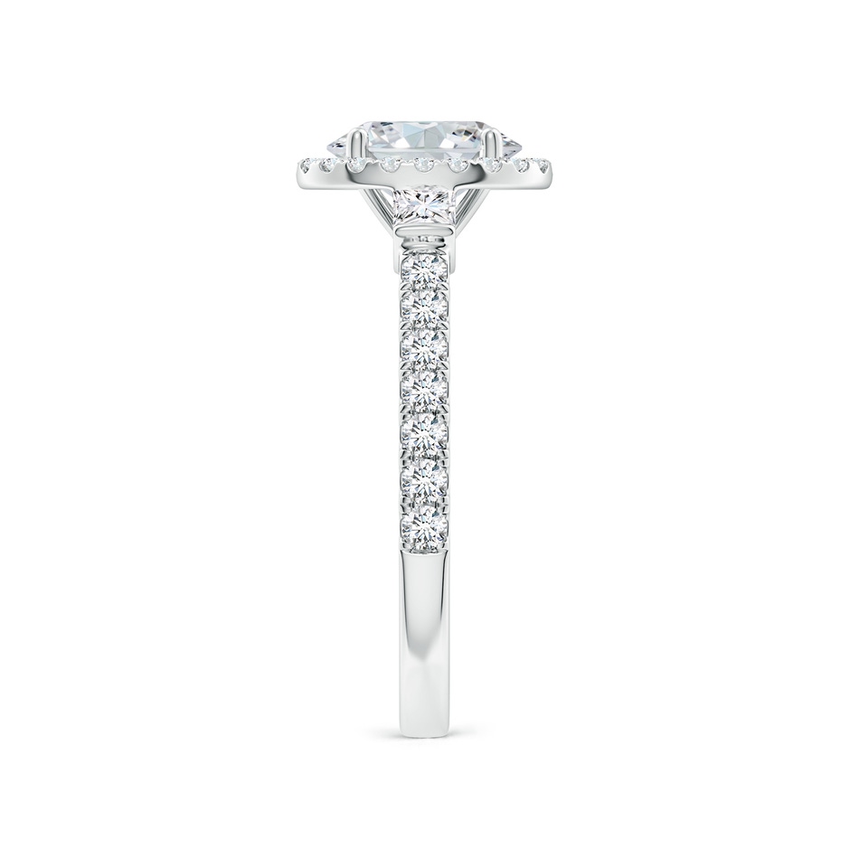 7.7x5.7mm FGVS Lab-Grown Oval Diamond Side Stone Halo Engagement Ring in P950 Platinum side 299