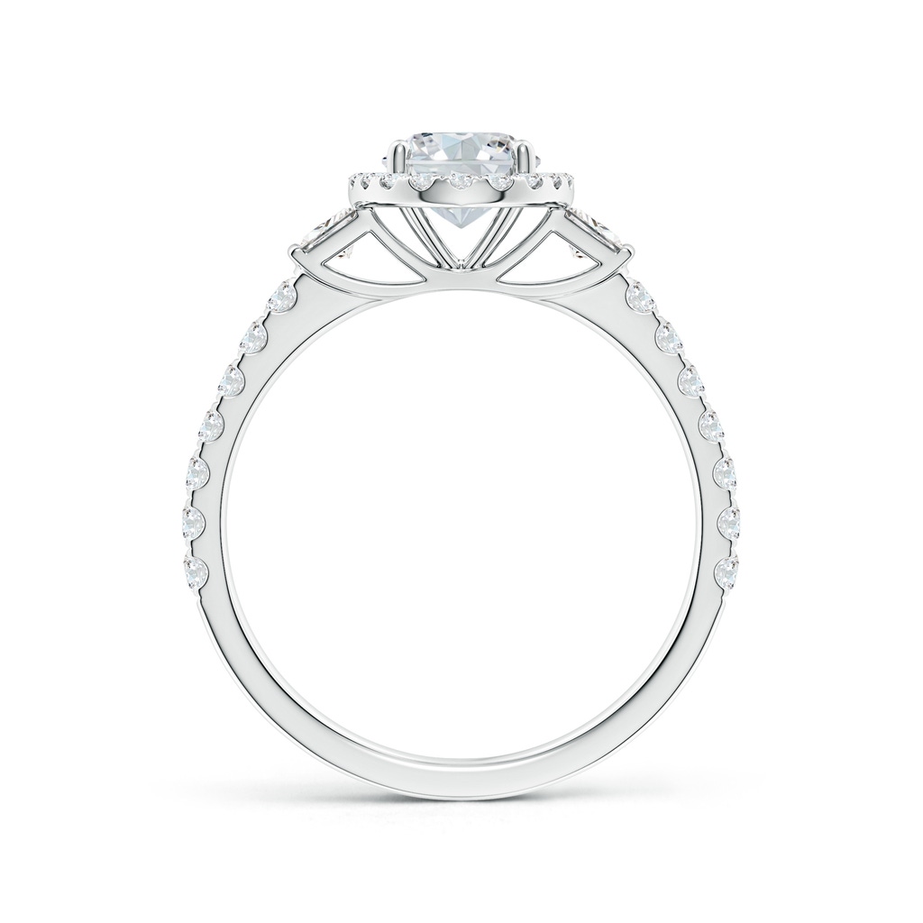 7.7x5.7mm FGVS Lab-Grown Oval Diamond Side Stone Halo Engagement Ring in White Gold - side 199