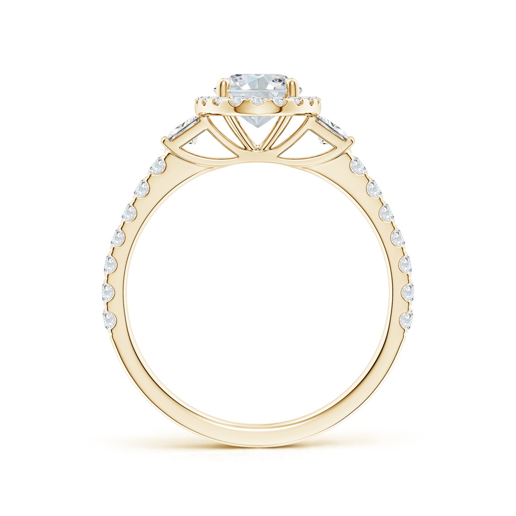 7.7x5.7mm FGVS Lab-Grown Oval Diamond Side Stone Halo Engagement Ring in Yellow Gold - side 199
