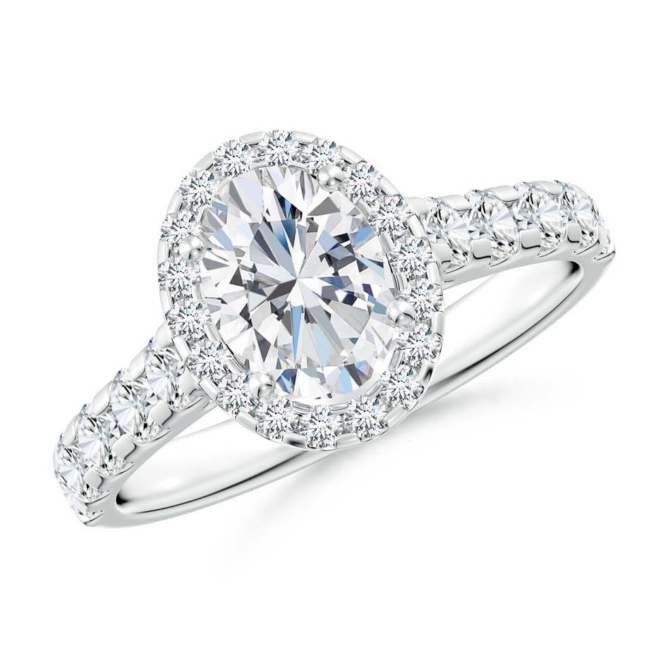7.7x5.7mm FGVS Lab-Grown Oval Diamond Halo Engagement Ring in P950 Platinum 