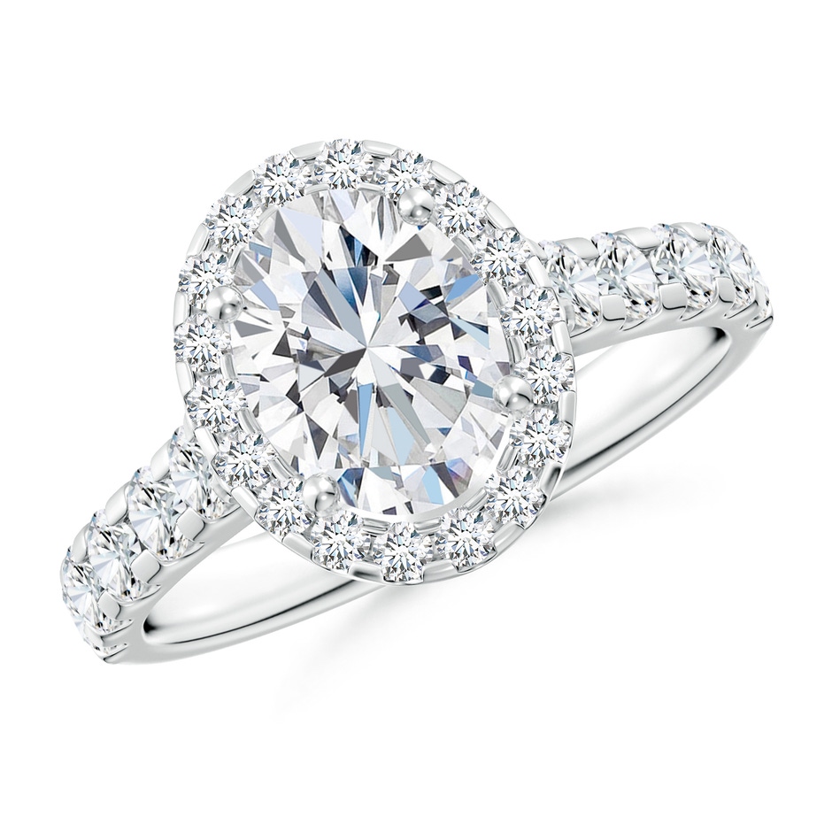 8.5x6.5mm FGVS Lab-Grown Oval Diamond Halo Engagement Ring in P950 Platinum 