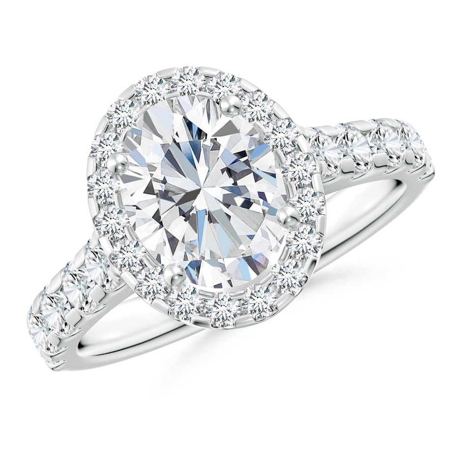 9x7mm FGVS Lab-Grown Oval Diamond Halo Engagement Ring in White Gold 