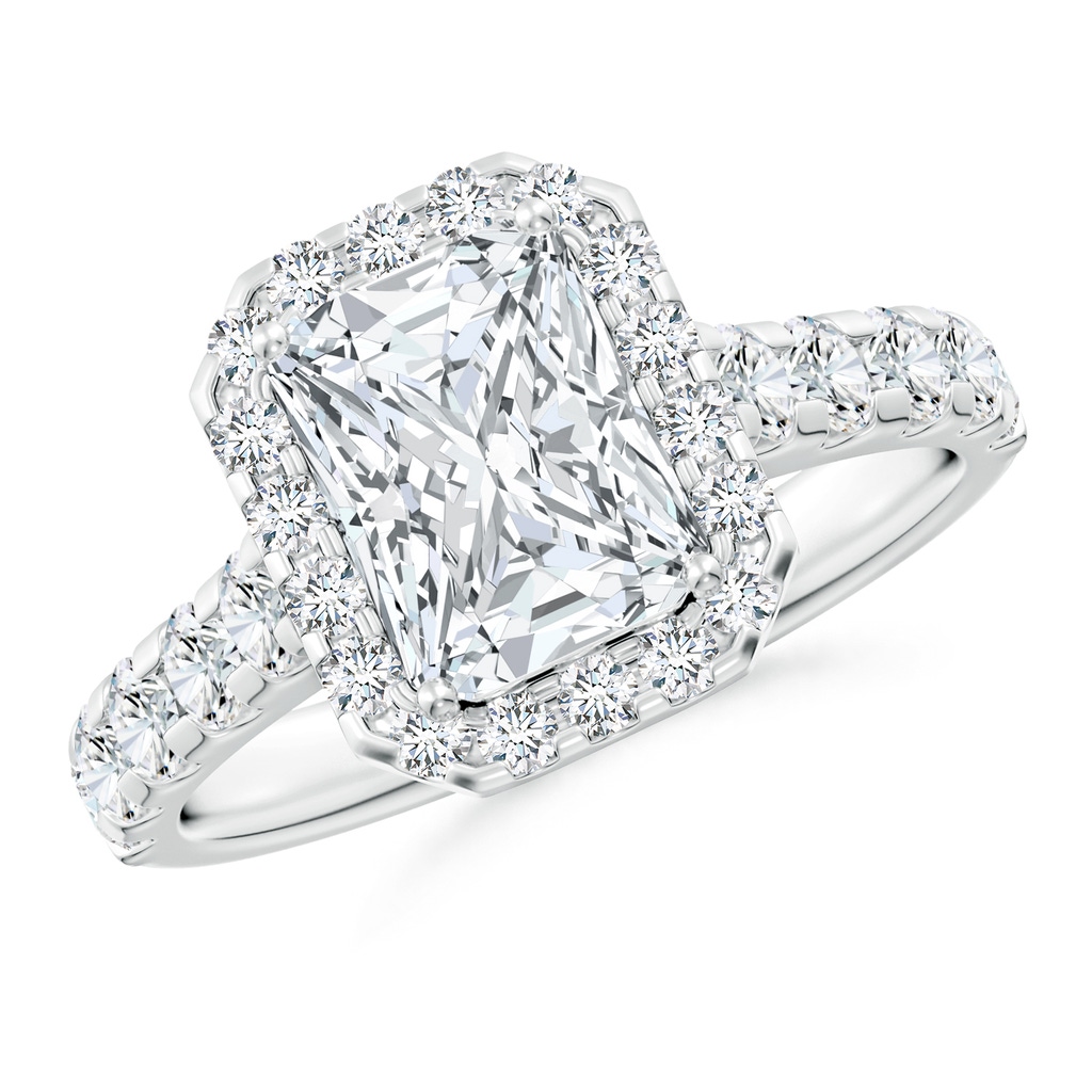 8x6mm FGVS Lab-Grown Radiant-Cut Diamond Halo Engagement Ring in P950 Platinum