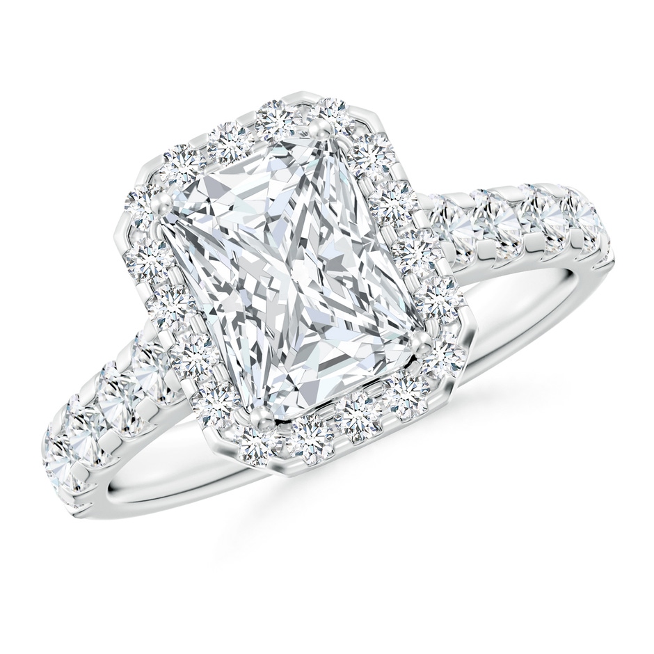 8x6mm FGVS Lab-Grown Radiant-Cut Diamond Halo Engagement Ring in White Gold 