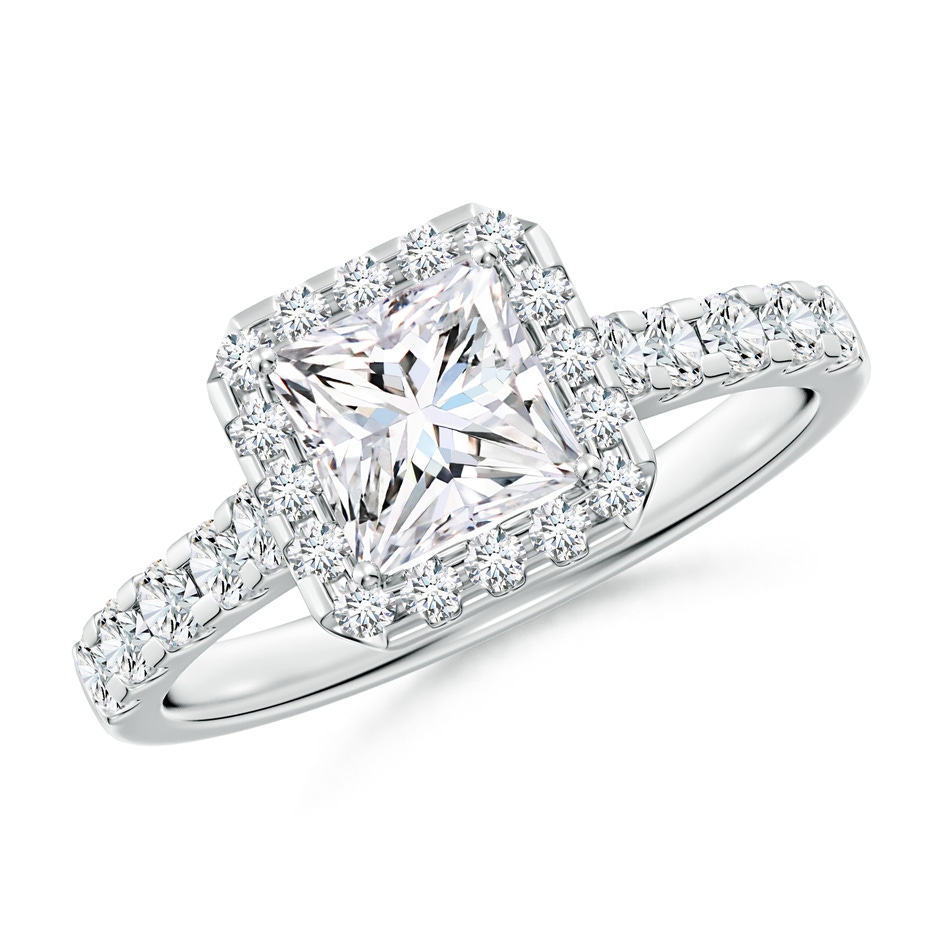 5.5mm FGVS Lab-Grown Princess-Cut Diamond Halo Engagement Ring in P950 Platinum 