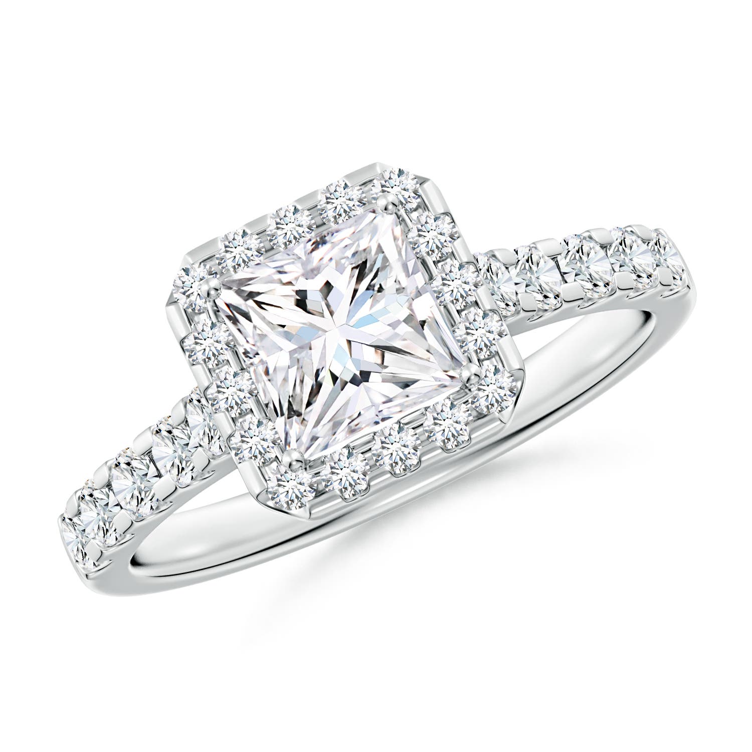 Lab-Grown Princess-Cut Diamond Halo Engagement Ring