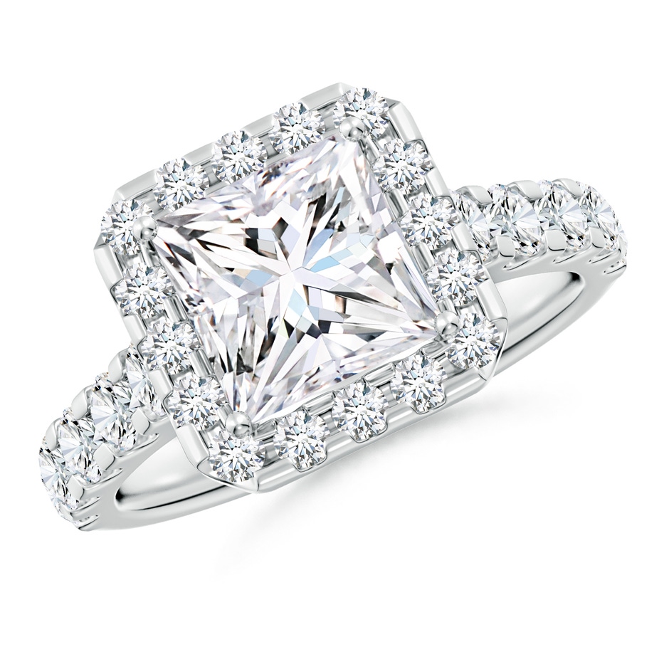 7mm FGVS Lab-Grown Princess-Cut Diamond Halo Engagement Ring in P950 Platinum 