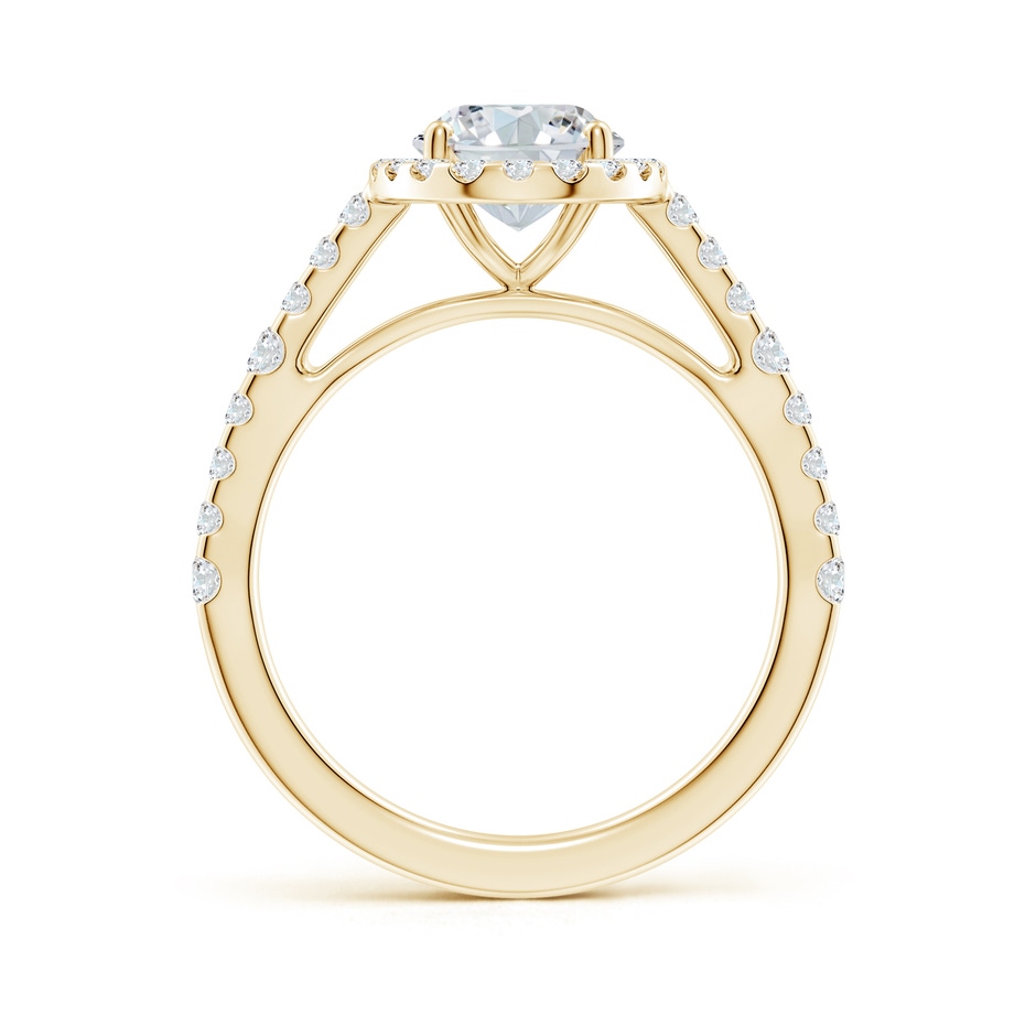 9x7mm FGVS Lab-Grown Oval Diamond Station Halo Engagement Ring in Yellow Gold side 199