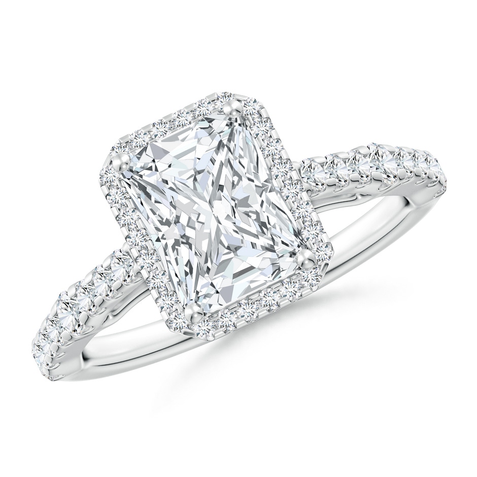 7.5x5.8mm FGVS Lab-Grown Radiant-Cut Diamond Station Halo Engagement Ring in P950 Platinum 