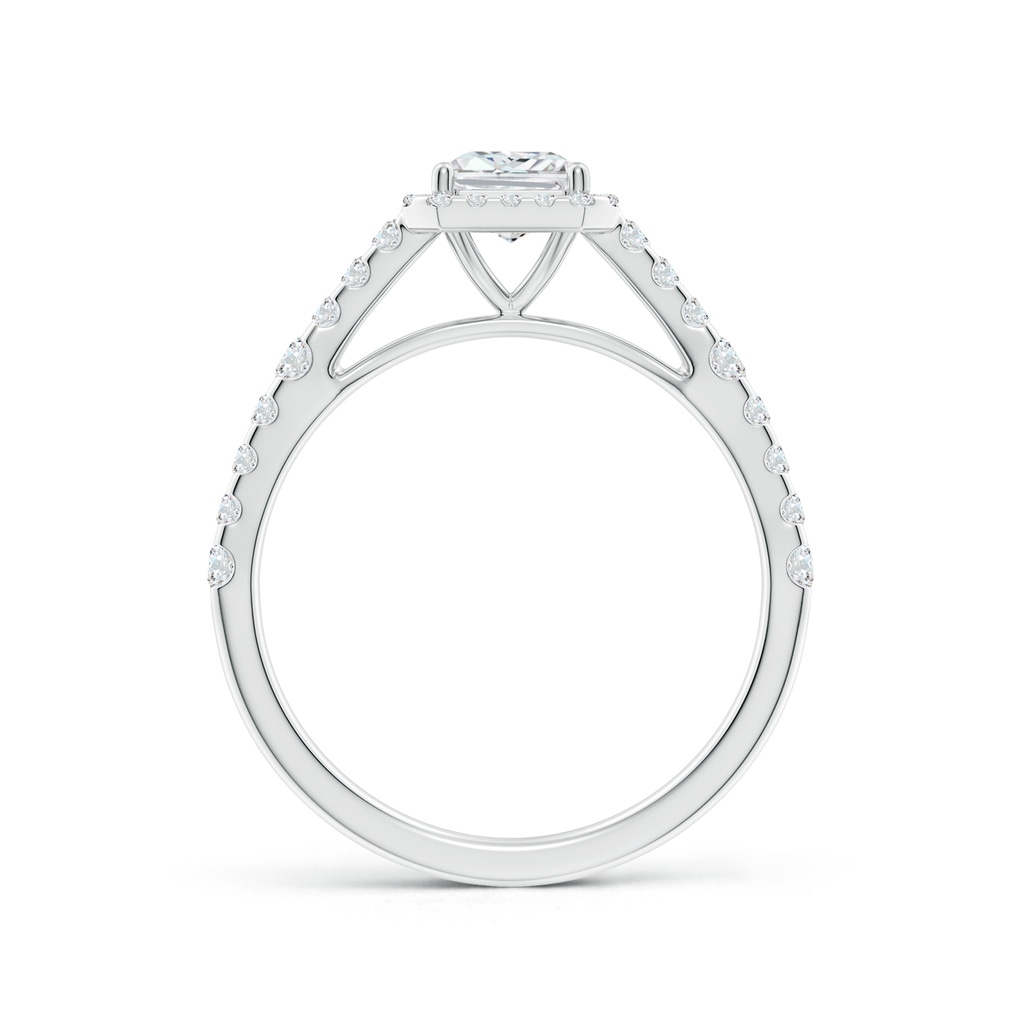 7x5mm FGVS Lab-Grown Radiant-Cut Diamond Station Halo Engagement Ring in 18K White Gold - side 199