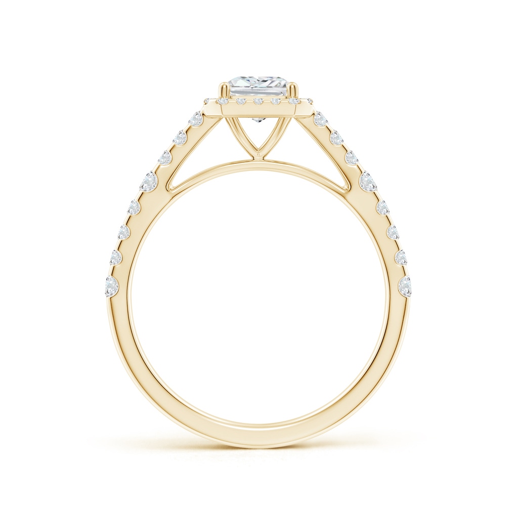 7x5mm FGVS Lab-Grown Radiant-Cut Diamond Station Halo Engagement Ring in Yellow Gold Side 199