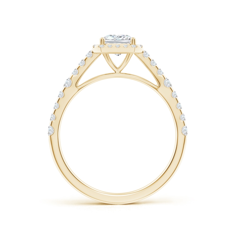 7x5mm FGVS Lab-Grown Radiant-Cut Diamond Station Halo Engagement Ring in Yellow Gold side 199