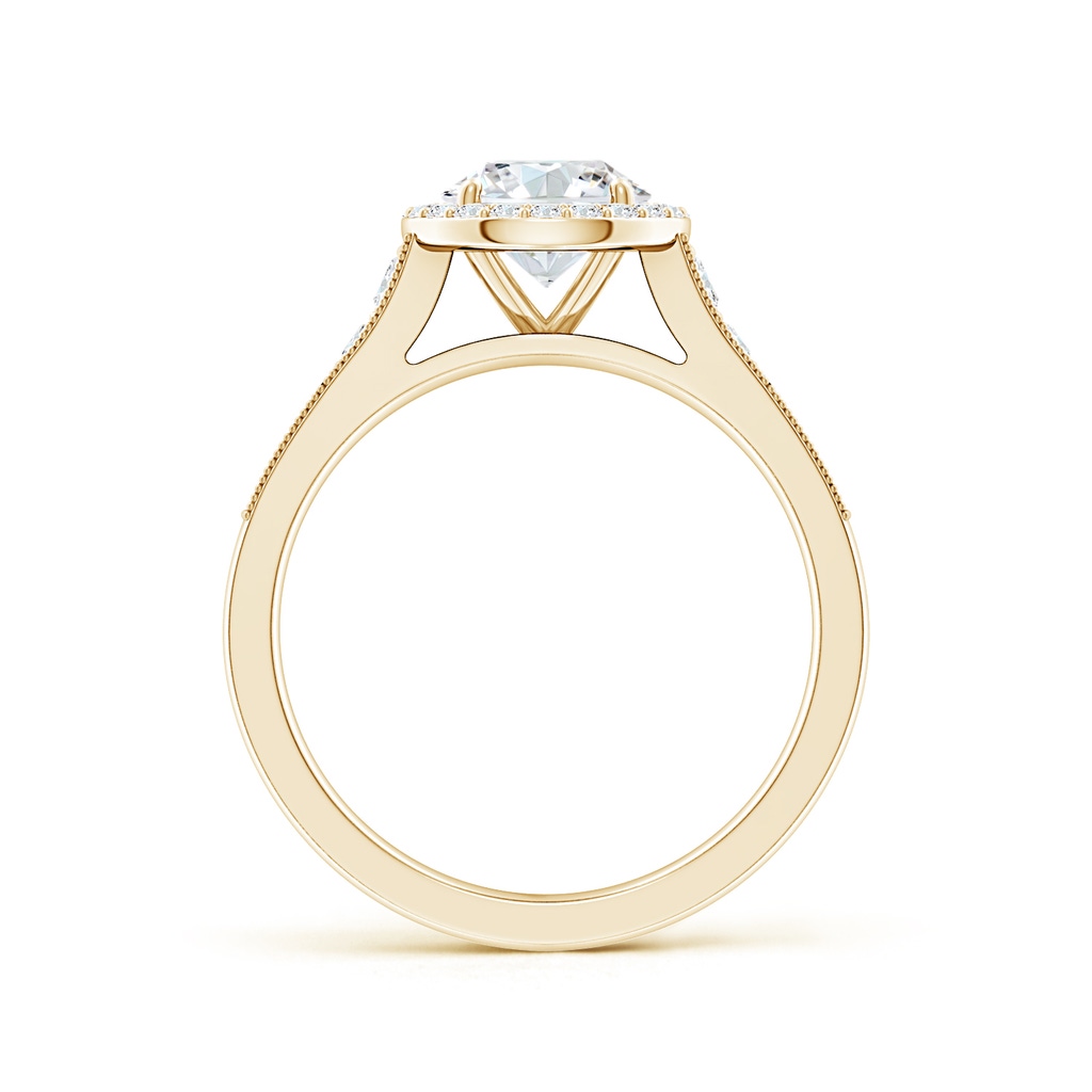 6.5mm FGVS Lab-Grown Round Diamond Halo Engagement Ring with Milgrain in Yellow Gold Side 199