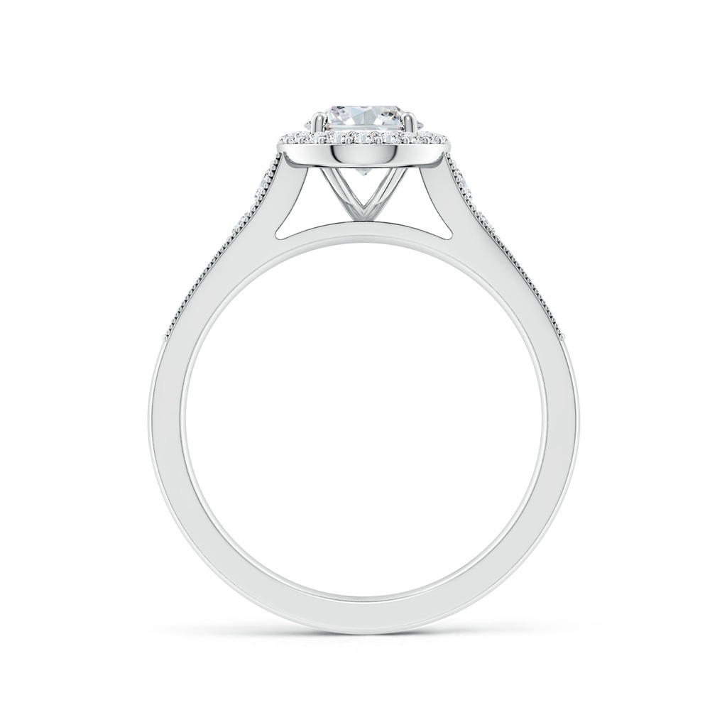 7.7x5.7mm FGVS Lab-Grown Oval Diamond Halo Engagement Ring with Milgrain in 18K White Gold - side 199