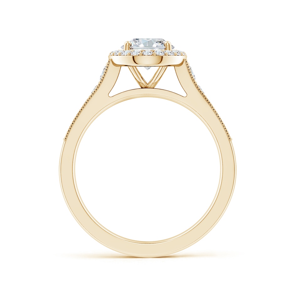 8.5x6.5mm FGVS Lab-Grown Oval Diamond Halo Engagement Ring with Milgrain in Yellow Gold side 199